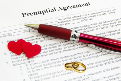 prenuptial agreement with wedding rings